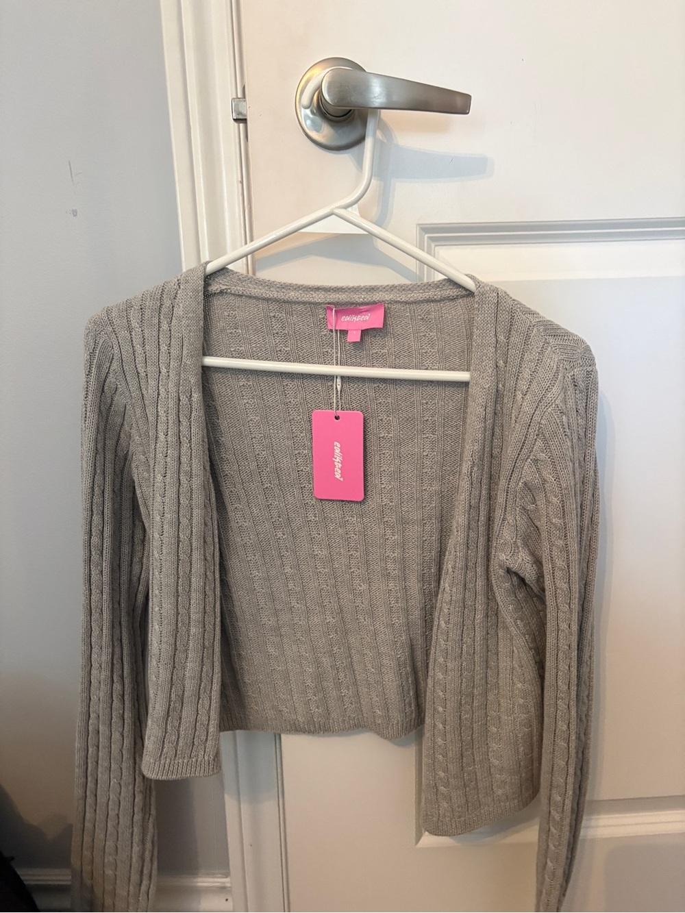 Edikted Gray Cable Knit Women’s Sweater Cardigan